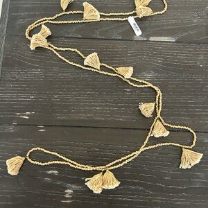 Elegant Gold Beaded Necklace with Tassels